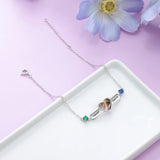 Personalized Name Bar Bracelet with Birthstone Heart