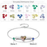 Personalized Name Bar Bracelet with Birthstone Heart