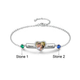 Personalized Name Bar Bracelet with Birthstone Heart