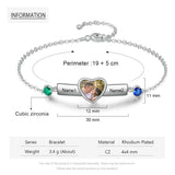Personalized Name Bar Bracelet with Birthstone Heart
