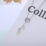 Tree Of Life Name Necklace with Leaves Y-shaped Pendant