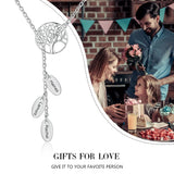 Tree Of Life Name Necklace with Leaves Y-shaped Pendant