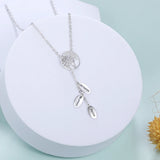 Tree Of Life Name Necklace with Leaves Y-shaped Pendant