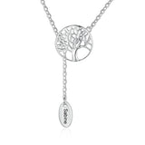 Tree Of Life Name Necklace with Leaves Y-shaped Pendant