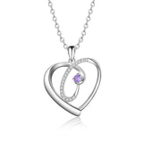Personalized Birthstone Necklace Heart Pendant Name Engraved Jewelry