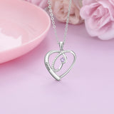 Personalized Birthstone Necklace Heart Pendant Name Engraved Jewelry