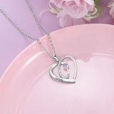 Personalized Birthstone Necklace Heart Pendant Name Engraved Jewelry