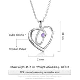 Personalized Birthstone Necklace Heart Pendant Name Engraved Jewelry