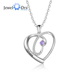 Personalized Birthstone Necklace Heart Pendant Name Engraved Jewelry