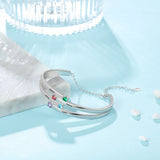 Personalized Family Bracelet w/ 4 Birthstones & Names Engraved