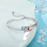 Personalized Family Bracelet w/ 4 Birthstones & Names Engraved
