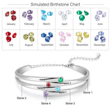 Personalized Family Bracelet w/ 4 Birthstones & Names Engraved