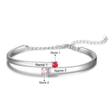 Personalized Family Bracelet w/ 4 Birthstones & Names Engraved