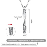 Custom 4 Sides Engraved Twisted Bar Necklace Stainless Steel Name Pendant