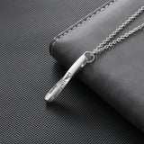 Custom 4 Sides Engraved Twisted Bar Necklace Stainless Steel Name Pendant