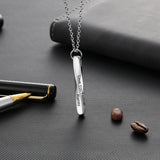 Custom 4 Sides Engraved Twisted Bar Necklace Stainless Steel Name Pendant