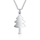 Personalized Christmas Tree BFF Necklace with Birthstone Name Engraved Pendant