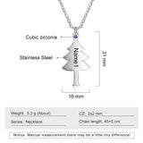 Personalized Christmas Tree BFF Necklace with Birthstone Name Engraved Pendant