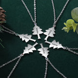 Personalized Christmas Tree BFF Necklace with Birthstone Name Engraved Pendant