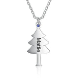 Personalized Christmas Tree BFF Necklace with Birthstone Name Engraved Pendant