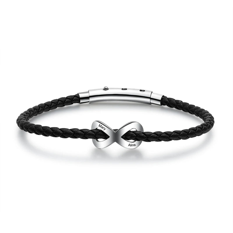Personalized Infinity Bracelets for Couple Engrave Name Stainless Steel