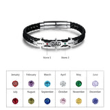 Personalized Engraved Name Dad Bracelet with 2 Birthstones