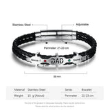 Personalized Engraved Name Dad Bracelet with 2 Birthstones