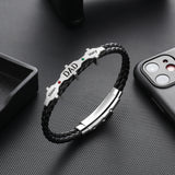Personalized Engraved Name Dad Bracelet with 2 Birthstones