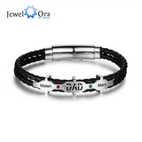 Personalized Engraved Name Dad Bracelet with 2 Birthstones