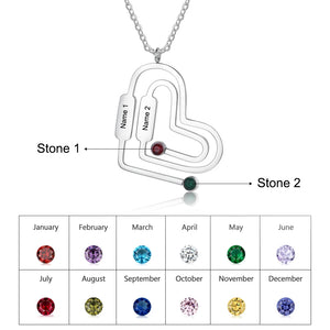 Personalized Heart Necklace with Birthstone Pendant Jewelry