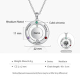 Personalized Family Tree Pendant with 3 Birthstones Name Engraved Necklace