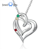 Custom Heart Birthstone Pendant Necklace with Name Engraving
