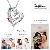 Custom Heart Birthstone Pendant Necklace with Name Engraving