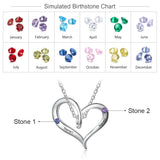 Custom Heart Birthstone Pendant Necklace with Name Engraving