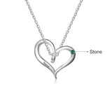 Custom Heart Birthstone Pendant Necklace with Name Engraving