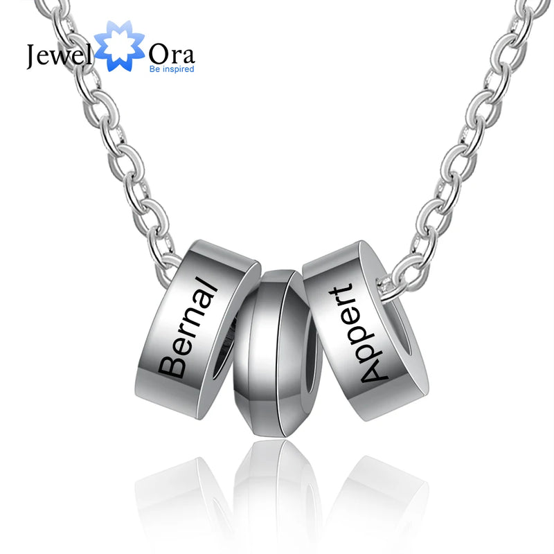 Personalized Name Engraved Beads Pendant Stainless Steel Necklace Men Gift