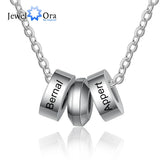 Personalized Name Engraved Beads Pendant Stainless Steel Necklace Men Gift