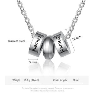 Personalized Name Engraved Beads Pendant Stainless Steel Necklace Men Gift