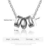 Personalized Name Engraved Beads Pendant Stainless Steel Necklace Men Gift