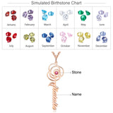 Personalized Name Rose Necklace Pendant with Birthstone Flower Jewelry