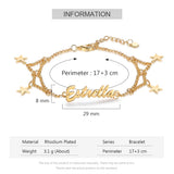 JewelOra Personalized Nameplate Bracelet Multiple Star Bracelets & Bangles