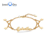 JewelOra Personalized Nameplate Bracelet Multiple Star Bracelets & Bangles