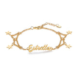 JewelOra Personalized Nameplate Bracelet Multiple Star Bracelets & Bangles