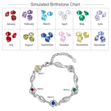 Personalized Rose Flower Bracelet with Name Engraving & Birthstone