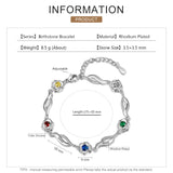 Personalized Rose Flower Bracelet with Name Engraving & Birthstone