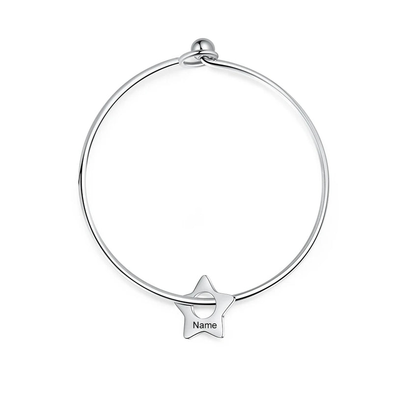 Custom Star Charm Bracelet with Name Engraving