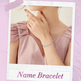 Personalized Flower Birthstone Bracelet with Name Engraving