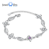 Personalized Flower Birthstone Bracelet with Name Engraving
