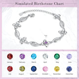 Personalized Flower Birthstone Bracelet with Name Engraving