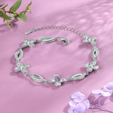 Personalized Flower Birthstone Bracelet with Name Engraving